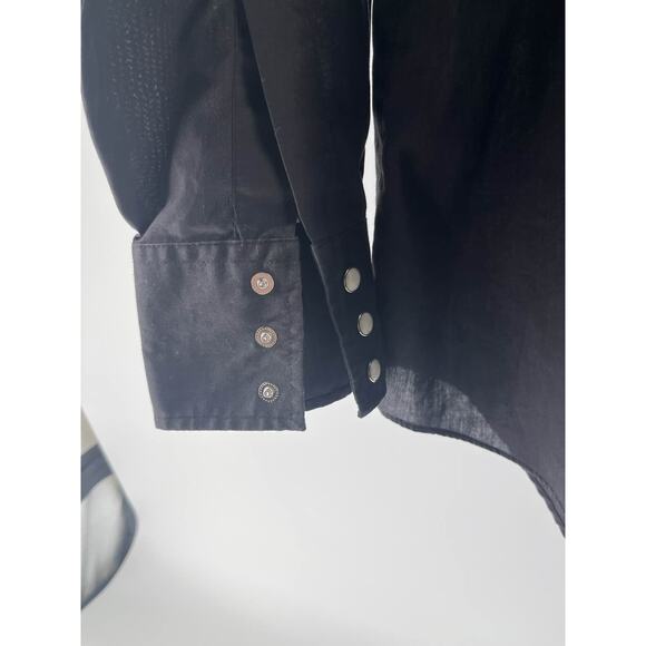 Plains Western Wear Black Pearl Snap Shirt Mens L Long Sleeve Cowboy Rodeo - Picture 4 of 6